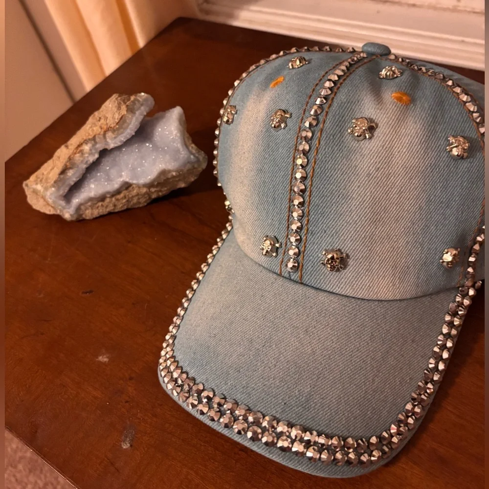 Stylish Denim Cap with Orange Skull Details! - Picture 3 of 6